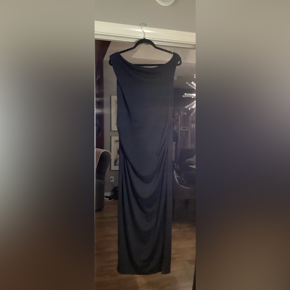 Dress up or down - add ur own belt - Black Draped Dress - size L/XL